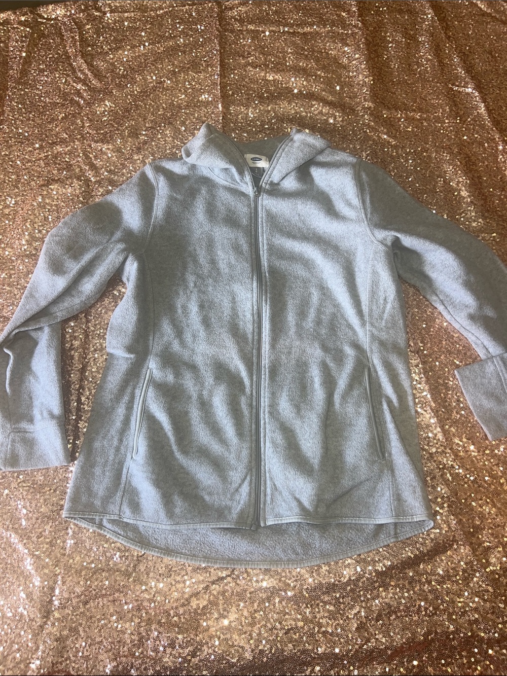 Old Navy Light Gray Hooded Zip-Up Jacket